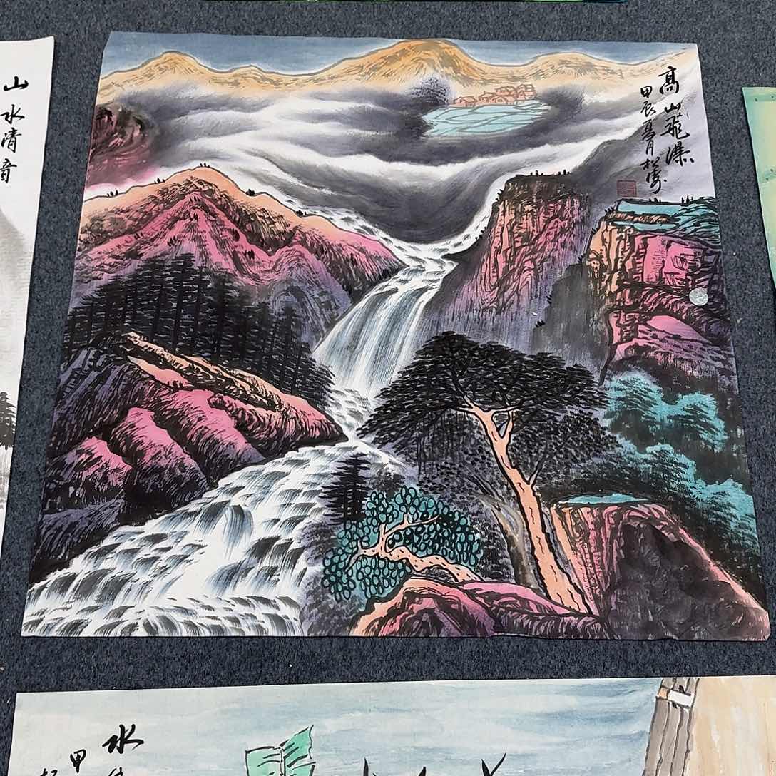 国画尺寸70X70手绘作品