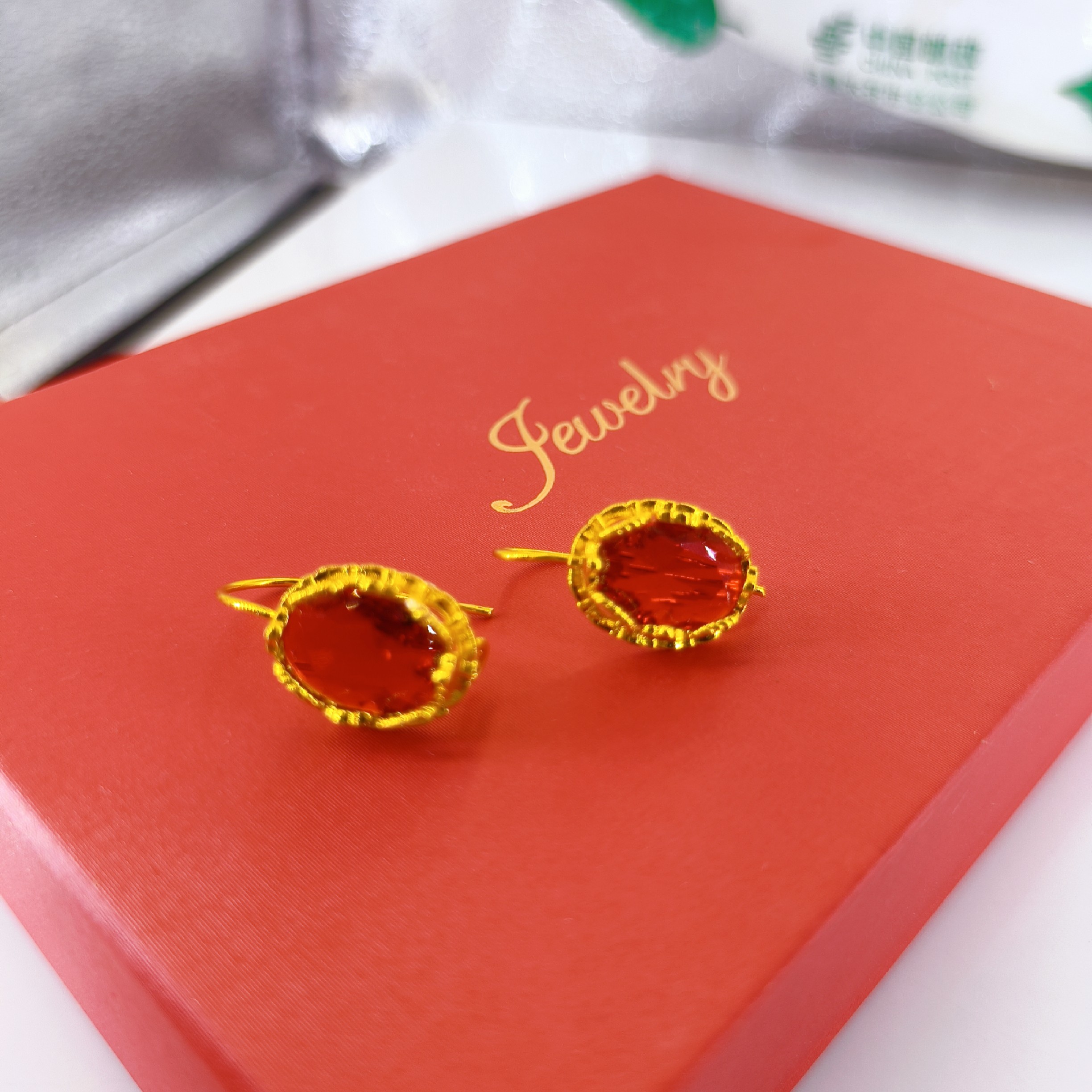 铜合金耳饰 耳环百搭精致金色几何形精美女民族风原创设计耳圈090