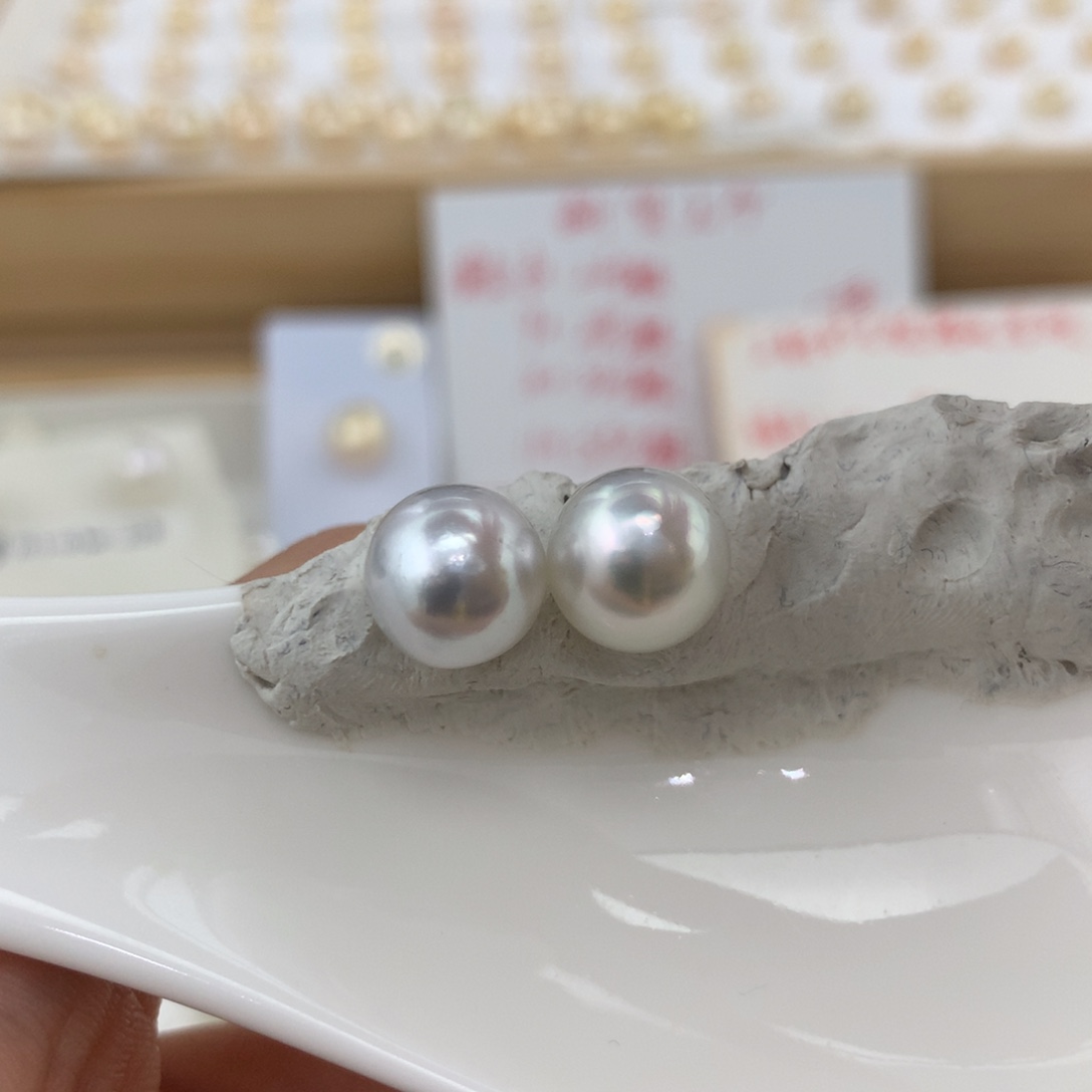 未镶嵌耳饰海水珍珠澳白银蓝裸珠