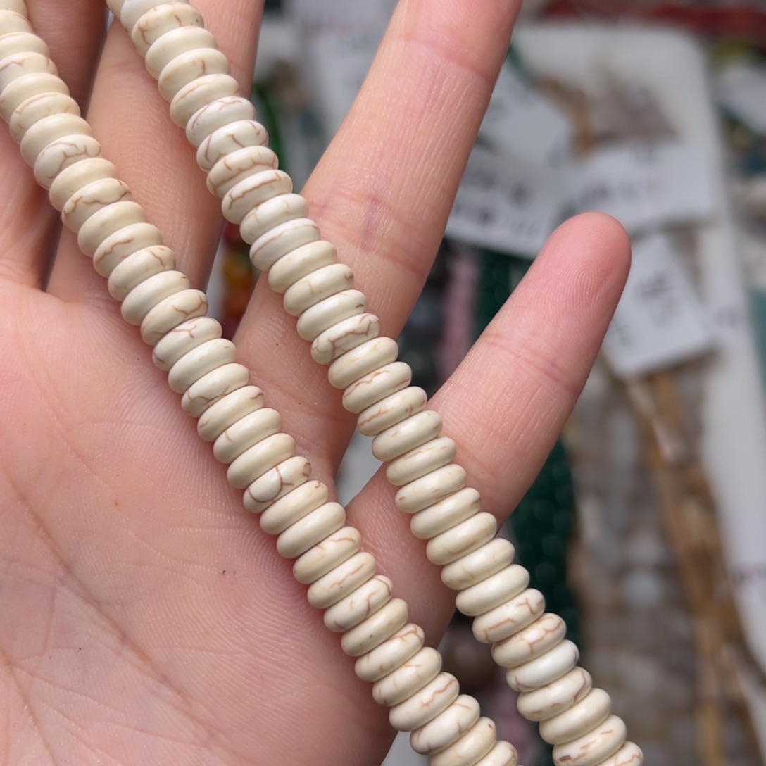 玛瑙/玉髓合金珠宝半成品L301。8mm白色算盘珠一条