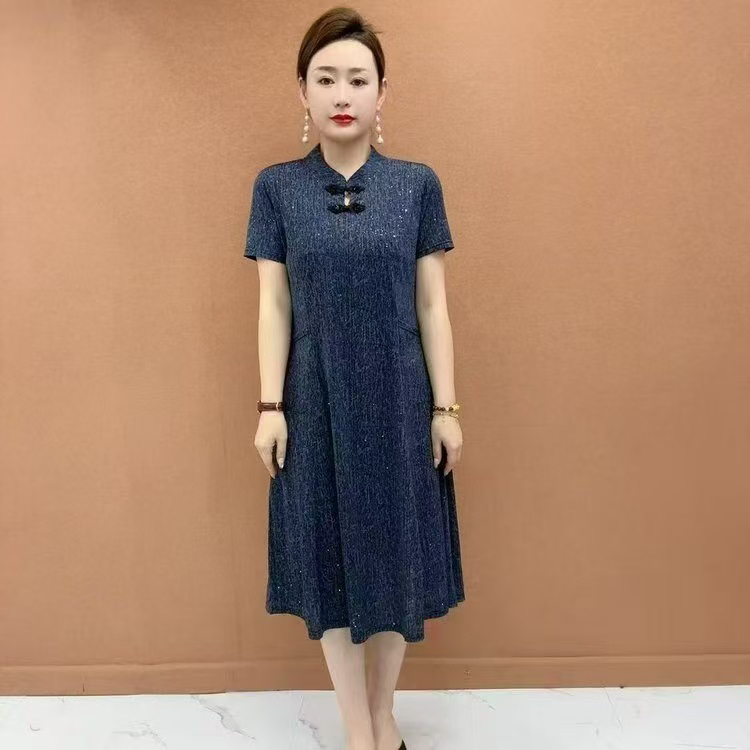 修身简约通勤/简约A字裙旗袍休闲百搭宽松复古气质