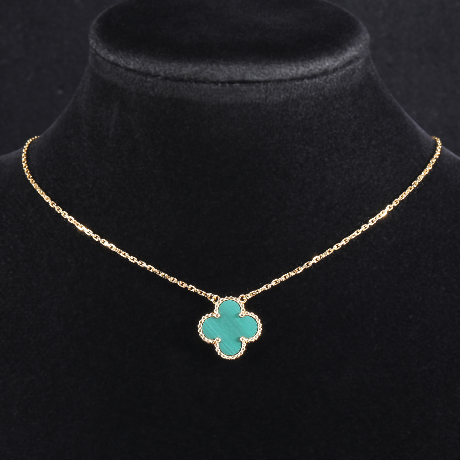 99新 梵克雅宝 【黑黑】Vintage Alhambra 中号单花项链 新扣