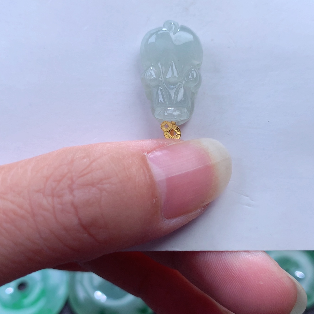 翡翠吊坠(不含链)18K金镶嵌