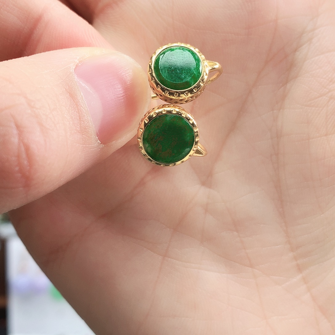 翡翠耳饰银S925镶嵌耳饰