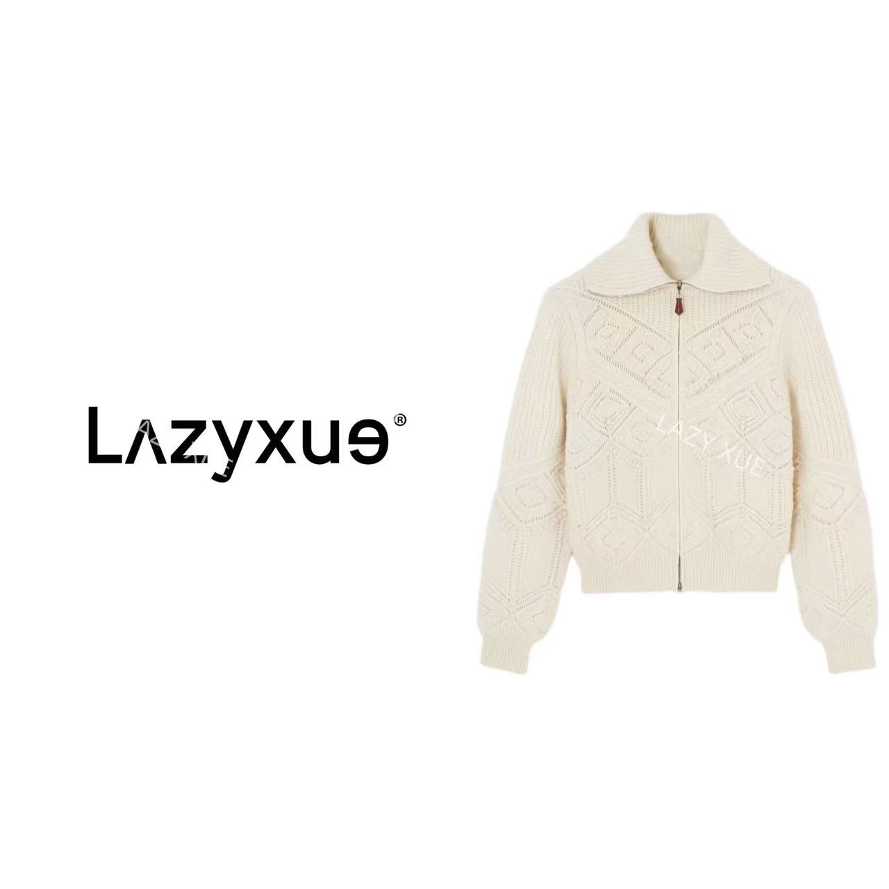 LAZYXUE薛懒懒“Old Money”100羊绒飞行员两面穿针织衫 LPW011