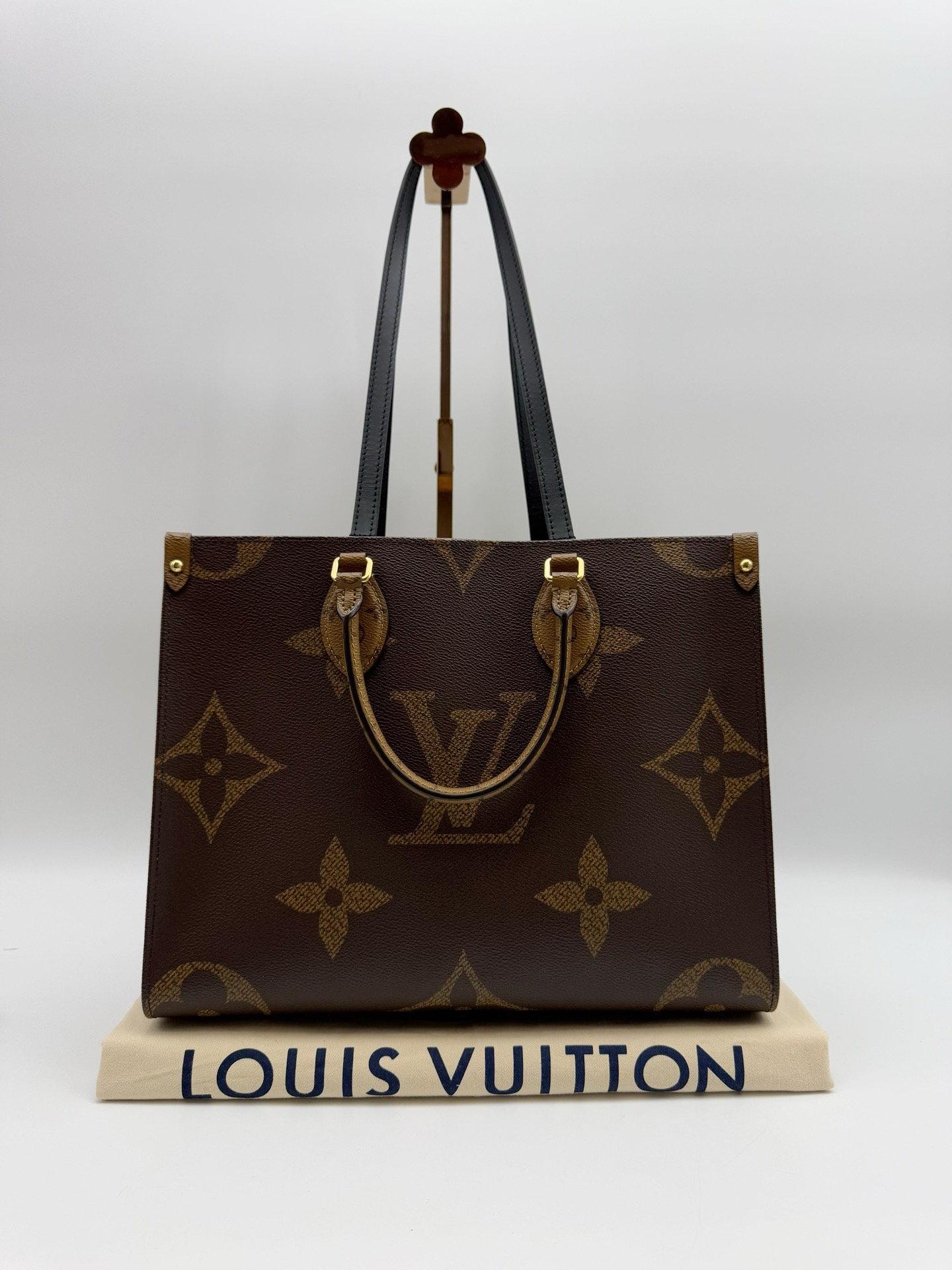 95新 LouisVuitton/路易威登 中号ONTHEGO三拼老花tote手提单肩包