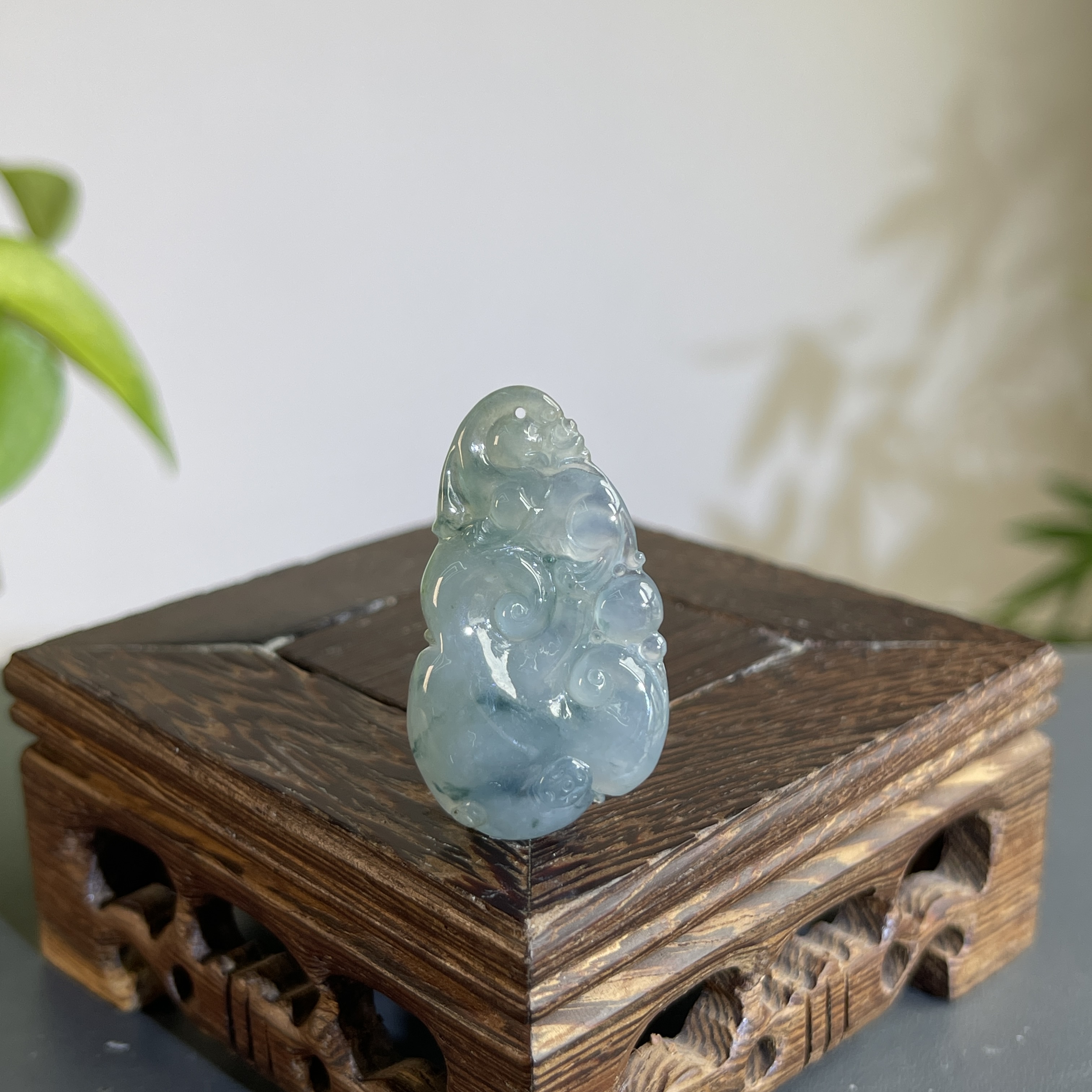 JTW01-96  天然缅甸A货翡翠  灵芝如意