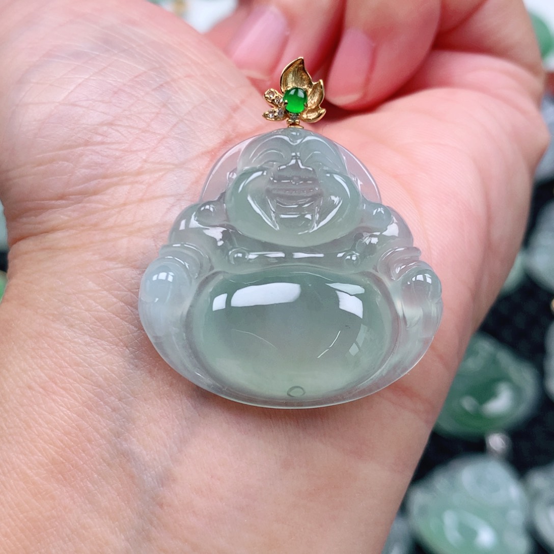 翡翠吊坠(不含链)18K金镶嵌