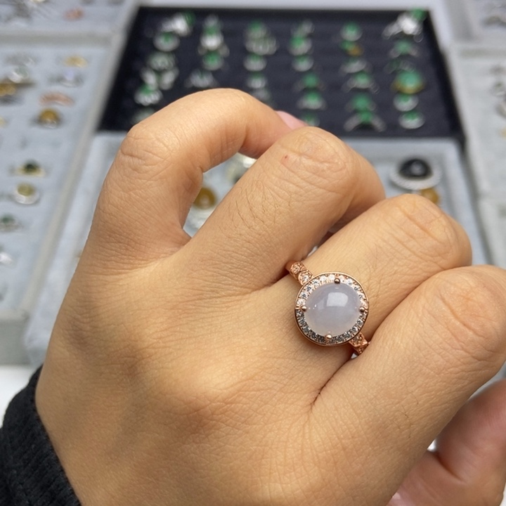 翡翠戒指银S925镶嵌戒指