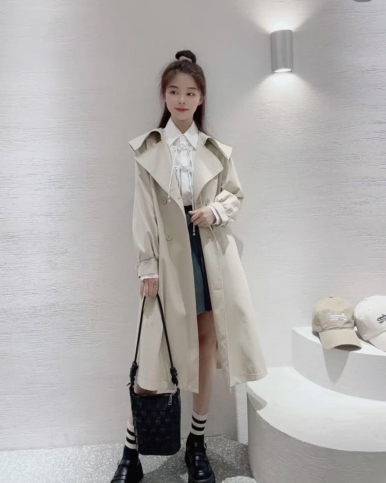 【高奢•左左】NN1073-时尚女装设计感重工风衣外套韩版宽松气质