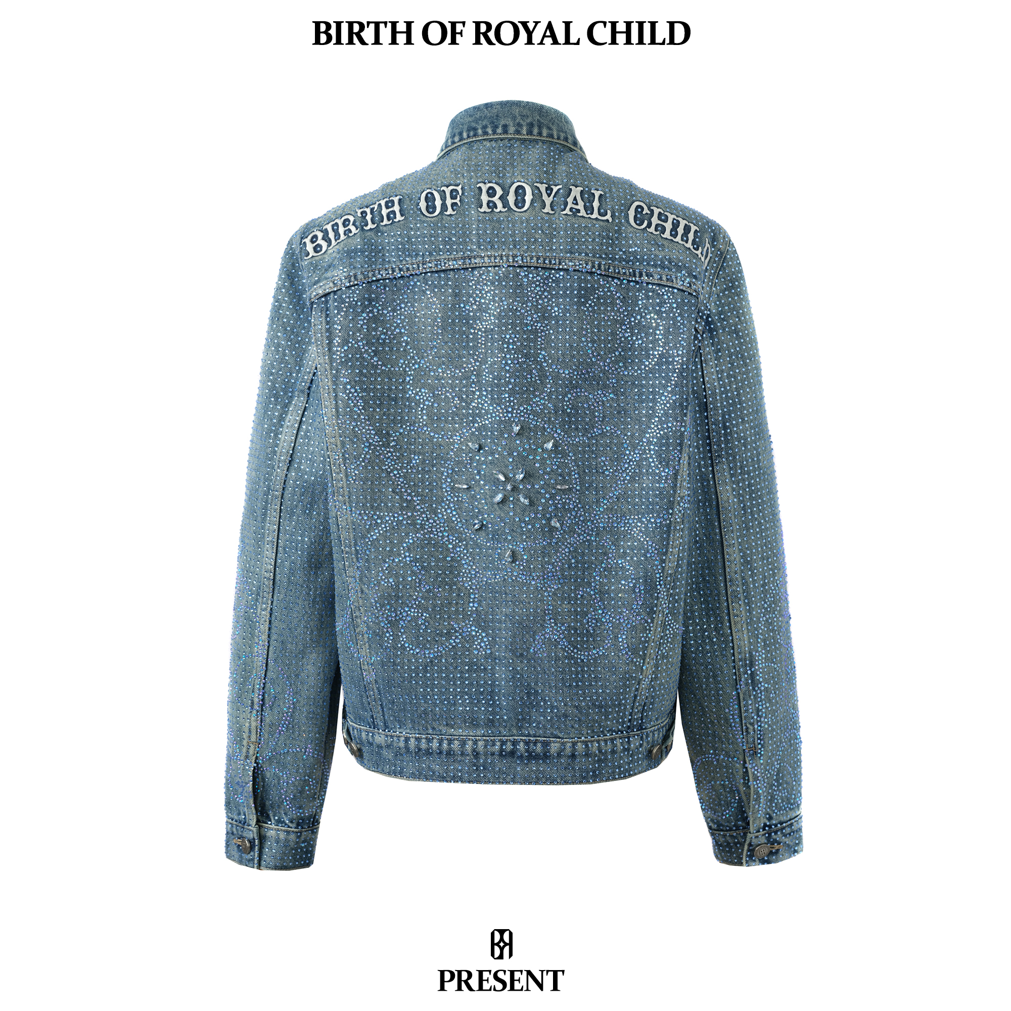 BIRTH OF ROYAL CHILD BORC 藤蔓满钻牛仔夹克emo同款爆闪夹克