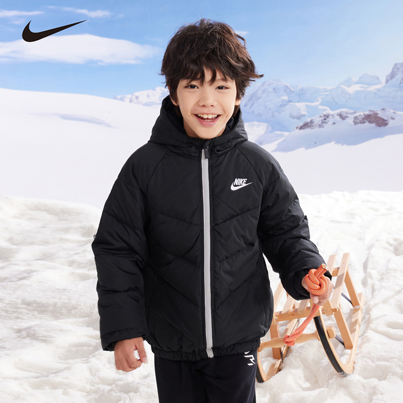 Nike耐克童装男女童冬季短款运动保暖加厚连帽羽绒服 NKB-HOK082