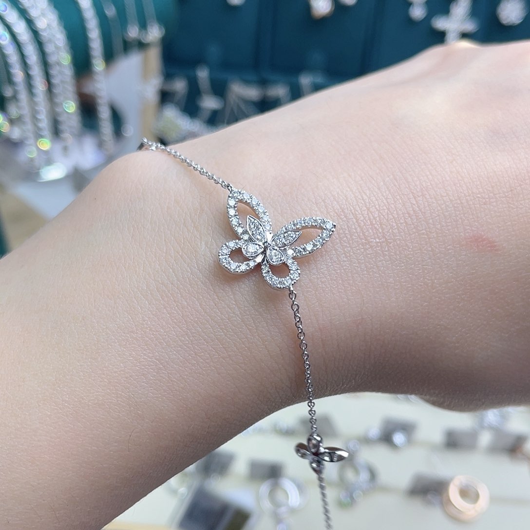 实验室培育钻石18K金镶嵌蝴蝶手链