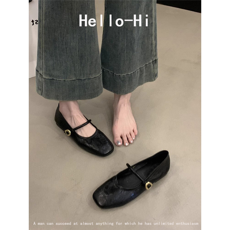 羊皮版！平底单鞋2025春秋百搭方头一字带扣软皮通勤复古玛丽珍鞋