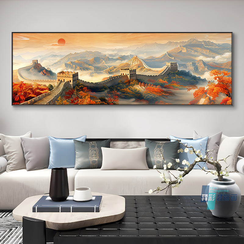 鸿运长城客厅装饰画鸿运当头新中式沙发背景墙挂画办公室墙壁挂画