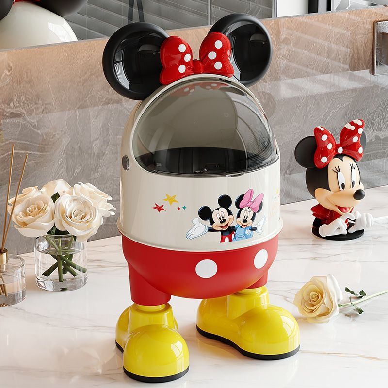 拉萨发货西藏包邮客厅桌面垃圾桶米奇家用轻奢创意摆件滑盖式纸篓