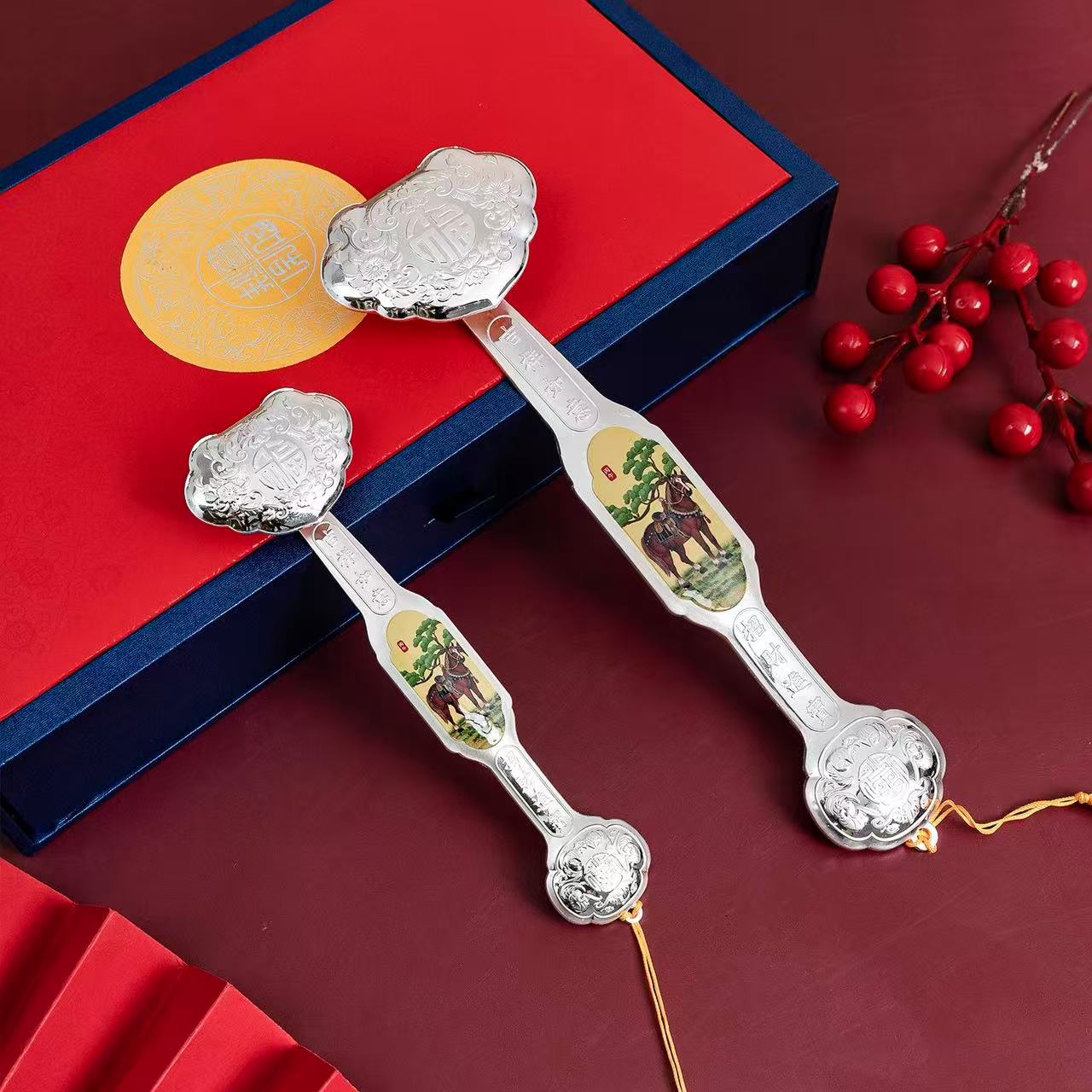 绳之运 纯银如意 足银999 马年春节礼品收藏银条摆件公司年庆送礼