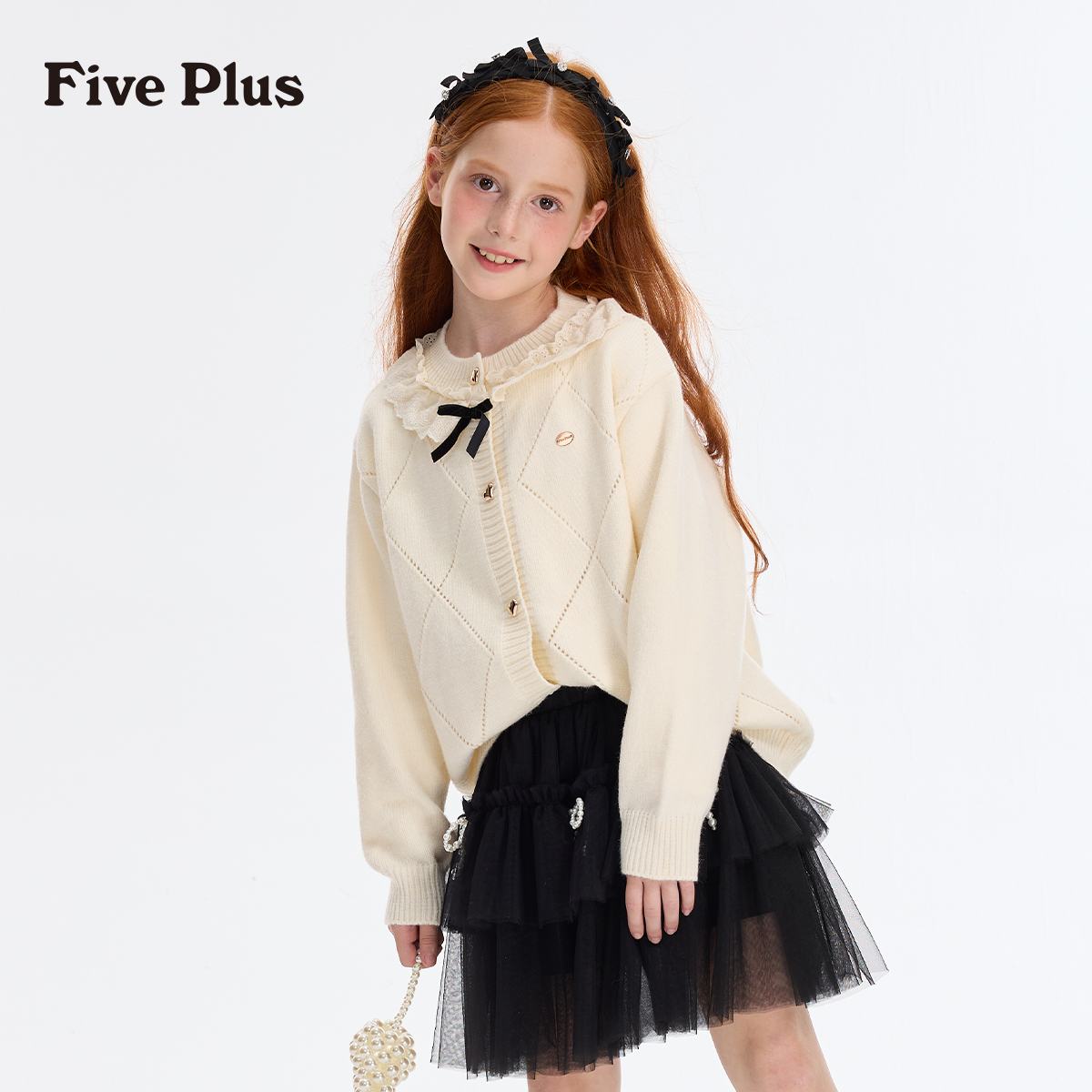 Five Plus女童开衫12到15岁春秋款洋气时髦宽松百搭休闲儿童毛衣