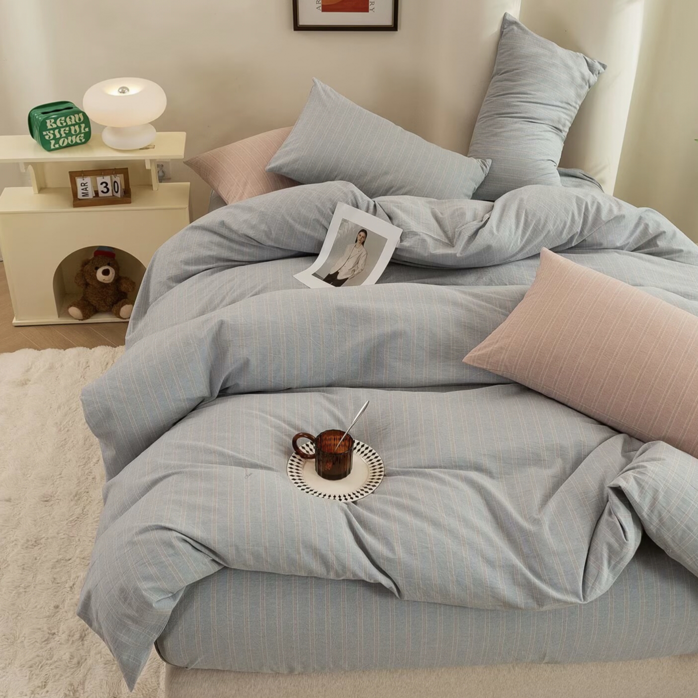 【被套1-60（默认AA面）】全棉水洗棉系列全棉色织简约格子