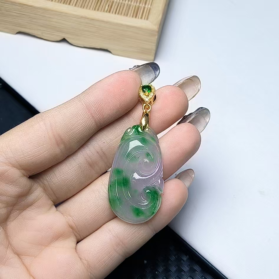 （聚宝严选）D147紫绿如意吊坠镶嵌款气质妈妈款时尚精美