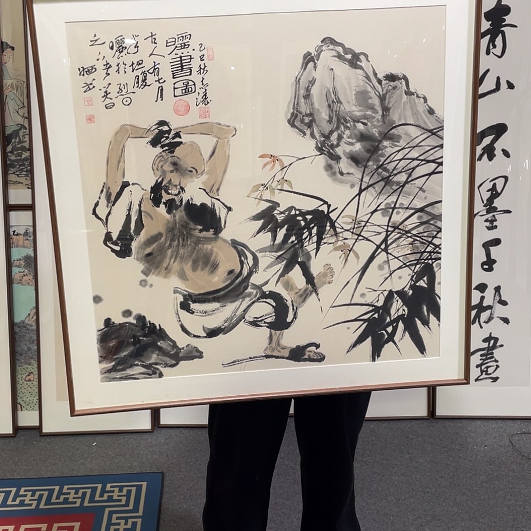 国画手绘画作品带框