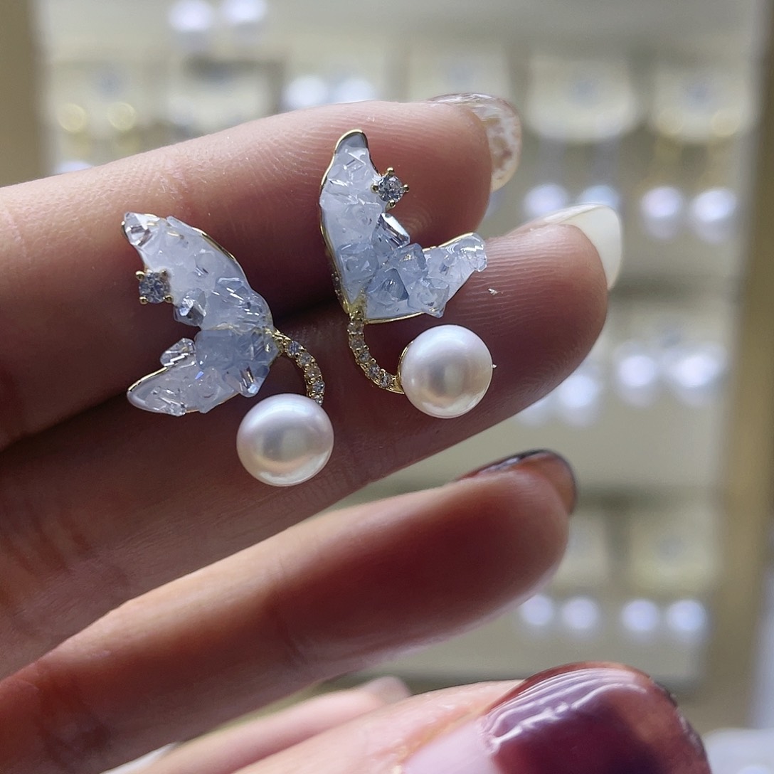 淡水珍珠耳饰银S925镶嵌