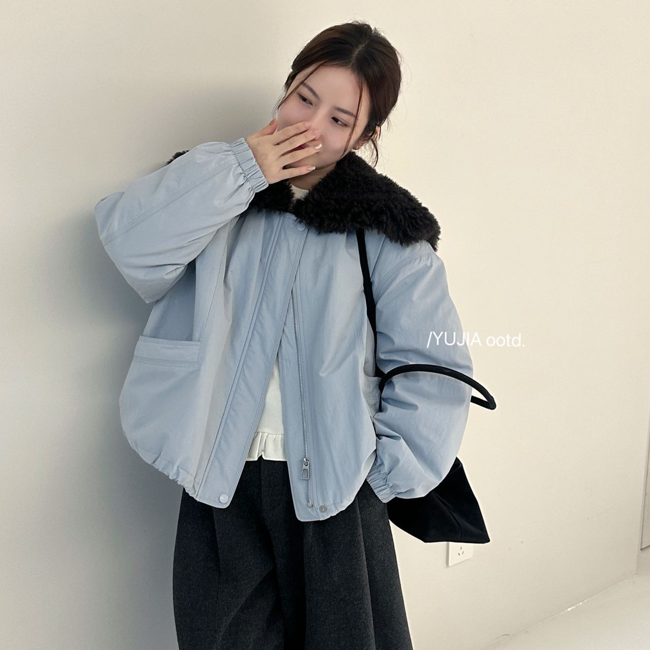 派克服毛毛领加厚保暖外套韩版短款时尚休闲女装