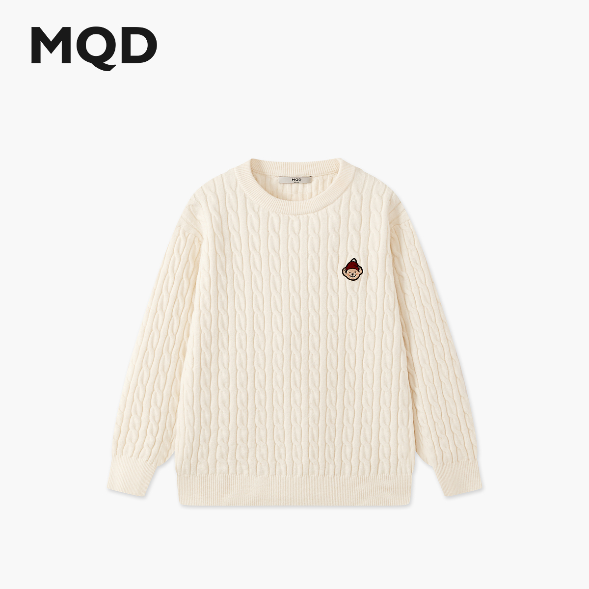 MQD男童25冬新款经典简约麻花毛衣老钱风半高领针织衫9654W07C8