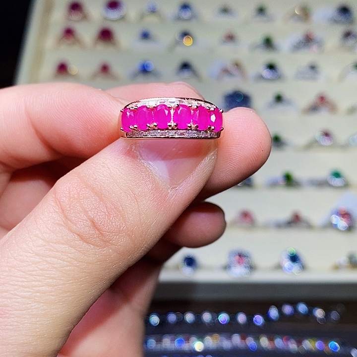 红宝石戒指银S925镶嵌?****件1111