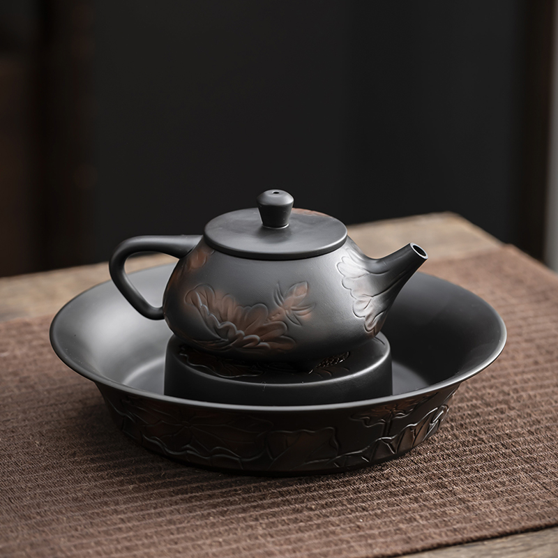 紫陶茶茶具壶家用中式紫砂高端伴手礼石瓢西施壶盖碗大小号干泡盘