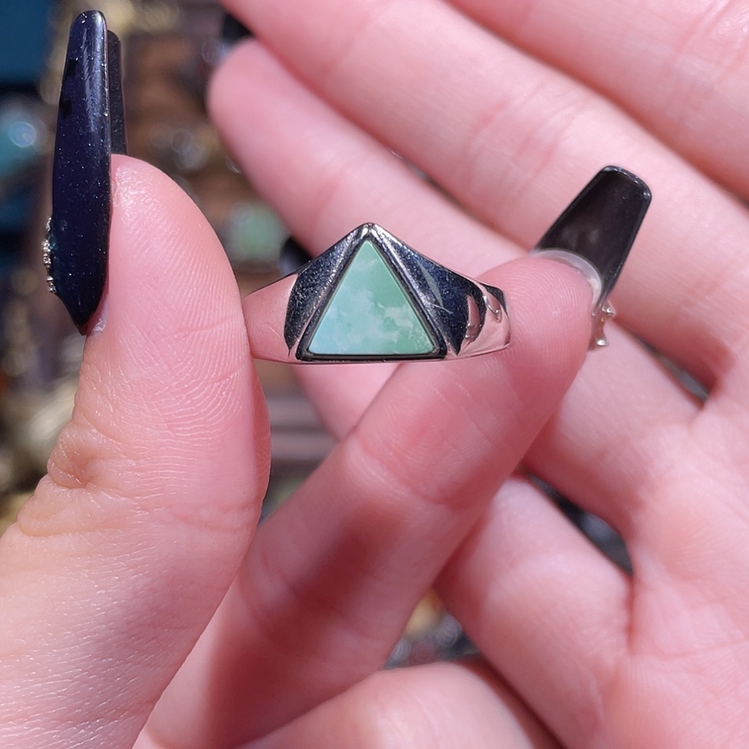 绿松石银S925镶嵌戒指