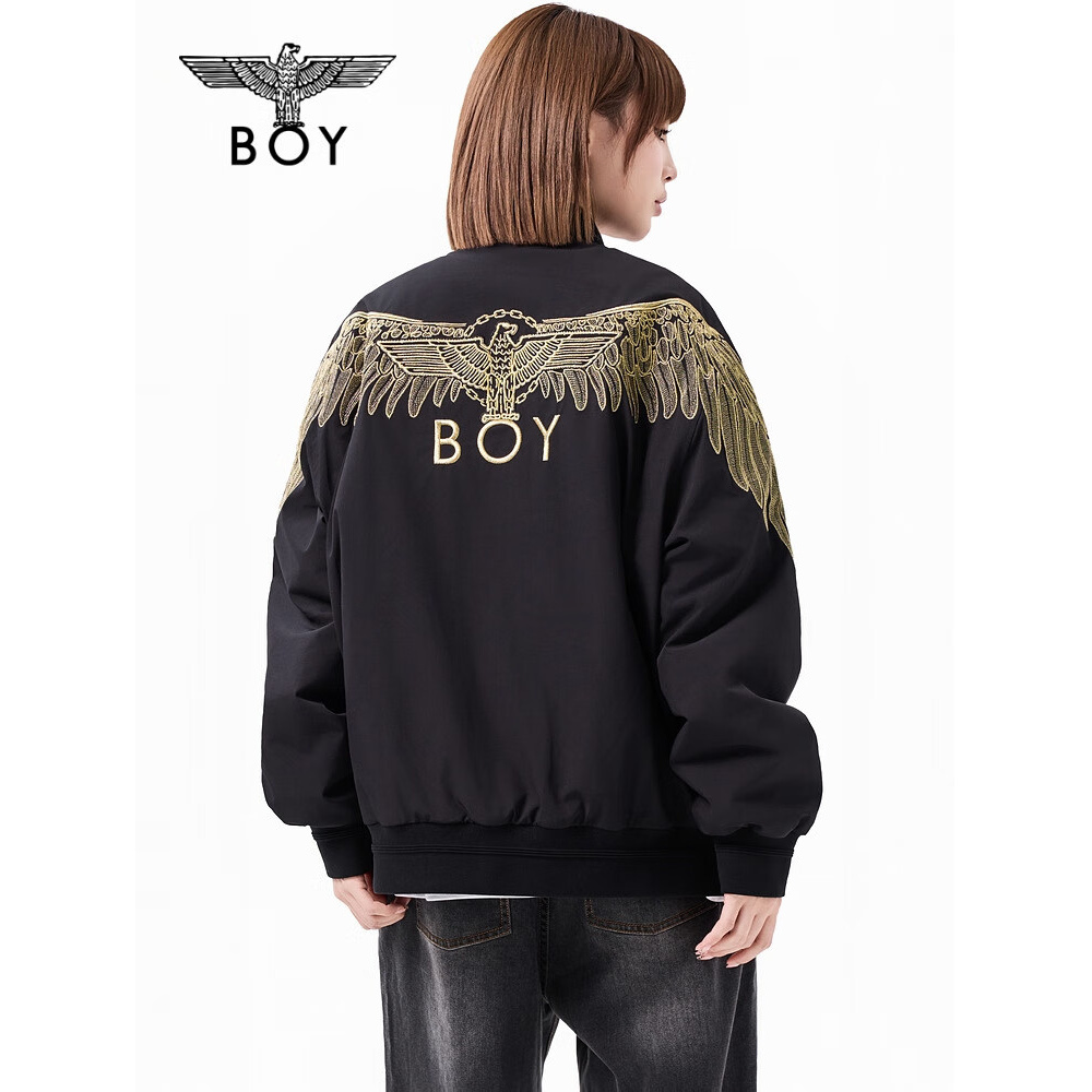 BOY LONDON冬潮牌棉衣男款夹棉外套女绣花球领夹克型棉服N29900