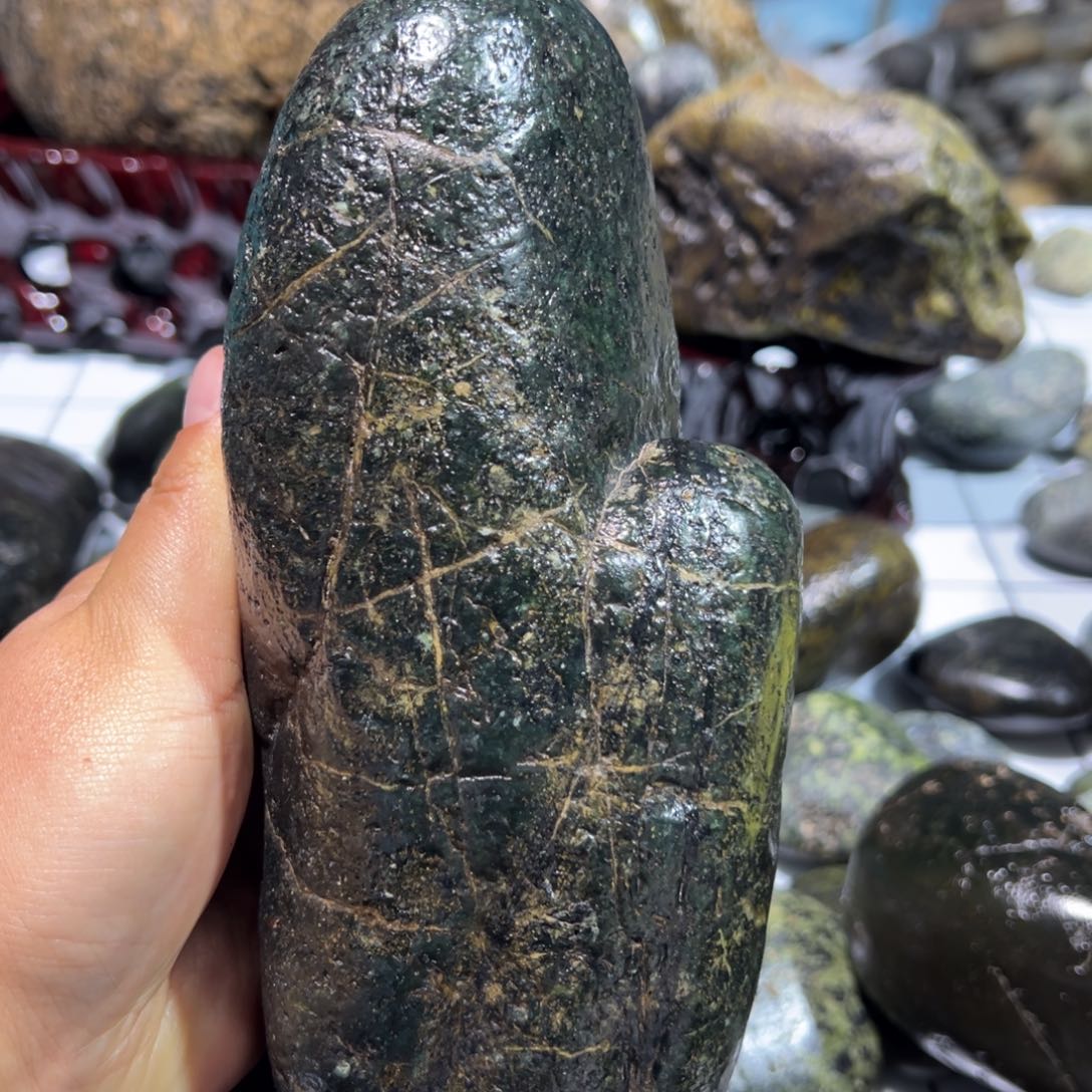 未镶嵌蛇纹石玉西藏藏玉药王石户*