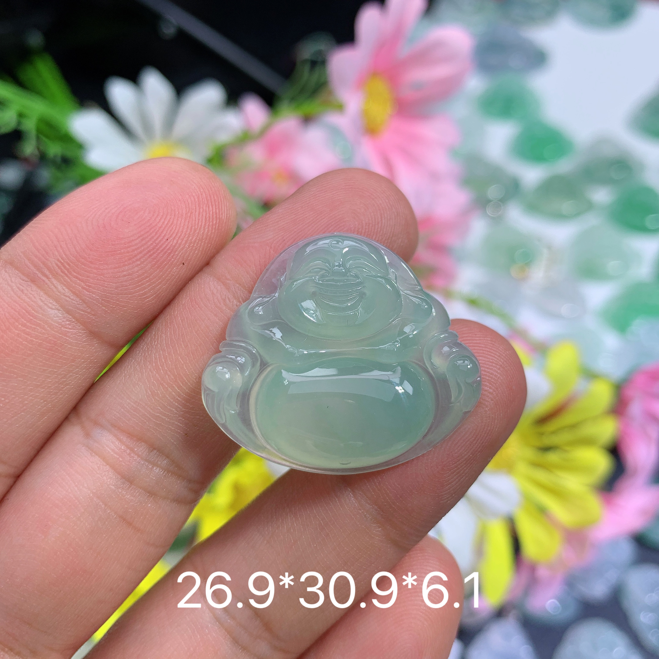 缅甸天然翡翠冰种晴水佛公刘吊坠水润气质妈妈百搭时尚精雕雕刻