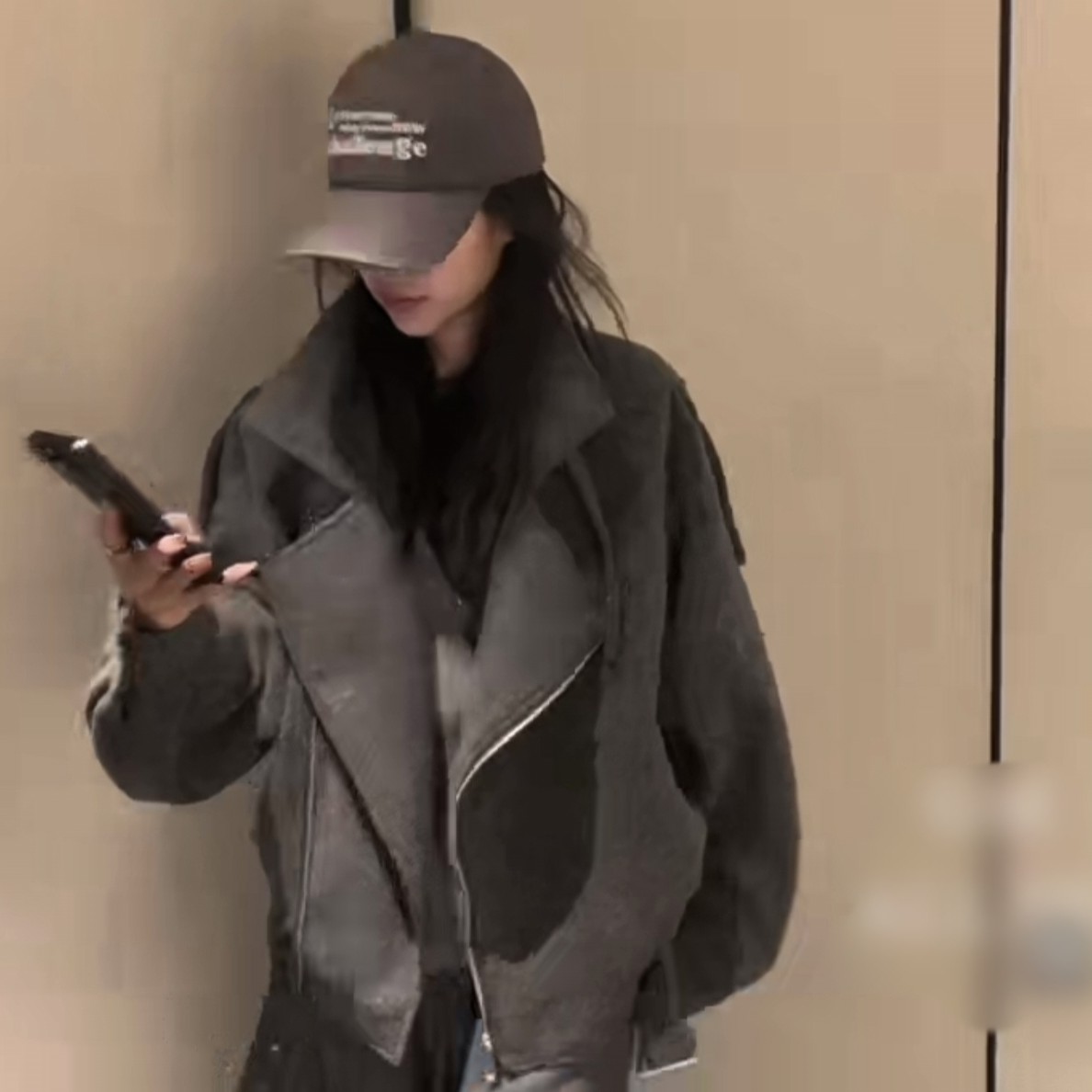 秋冬季机车风毛呢外套显瘦氛围感