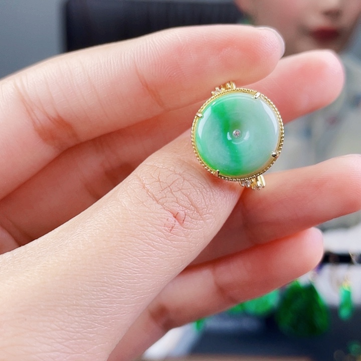 翡翠戒指银S925镶嵌饰品