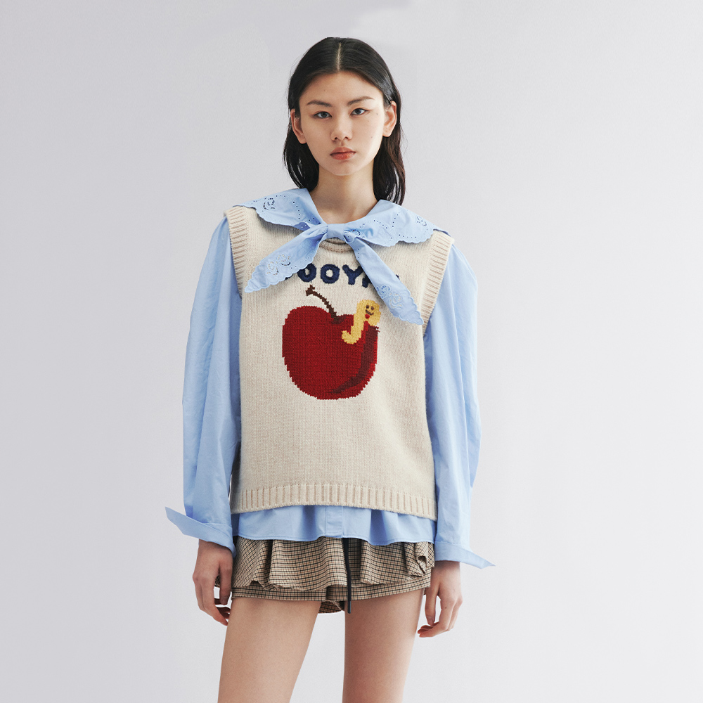 UOOYAA/乌丫2025秋季新款「New Vintage」苹果虫毛衫背心1146