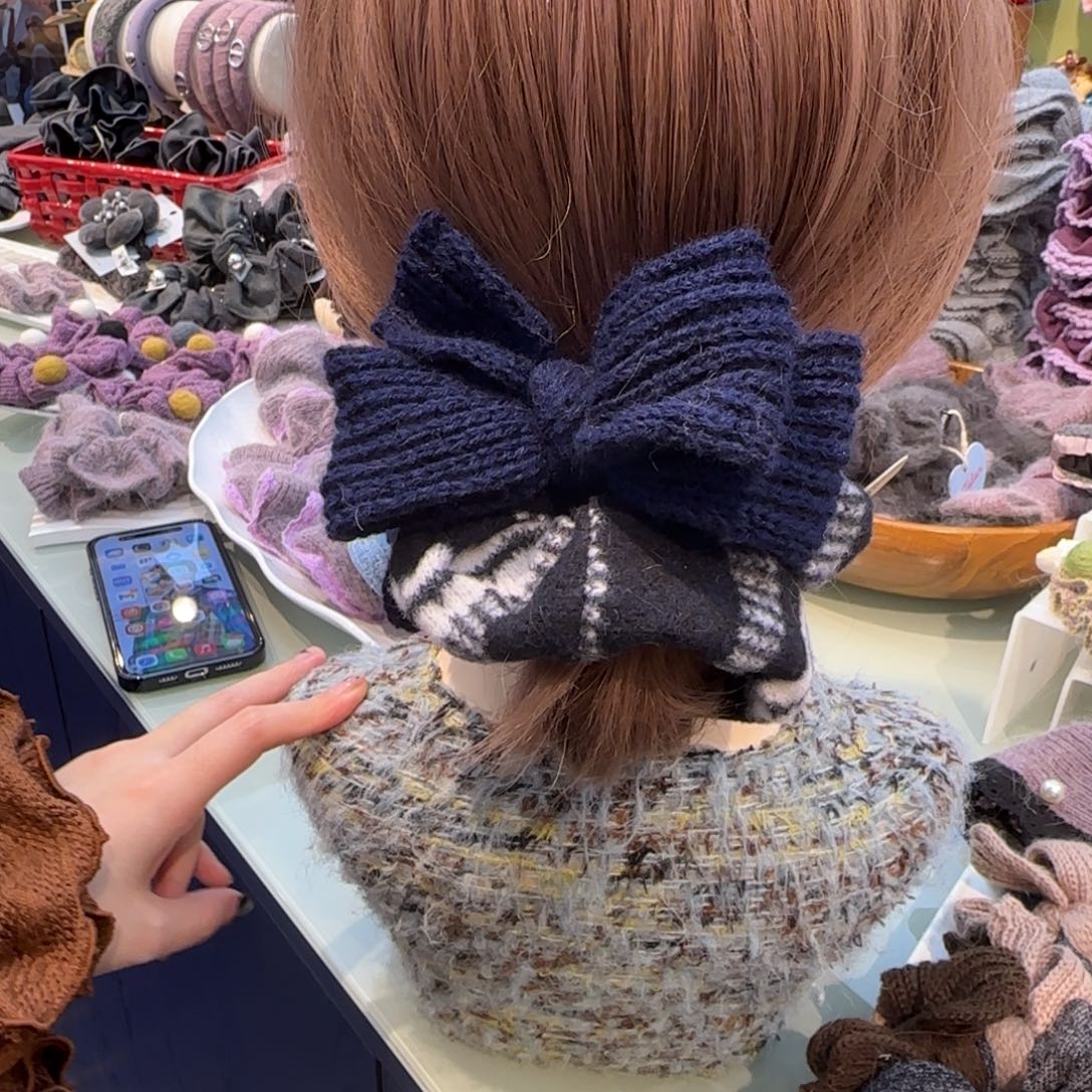 布艺铁合金蓝色发圈