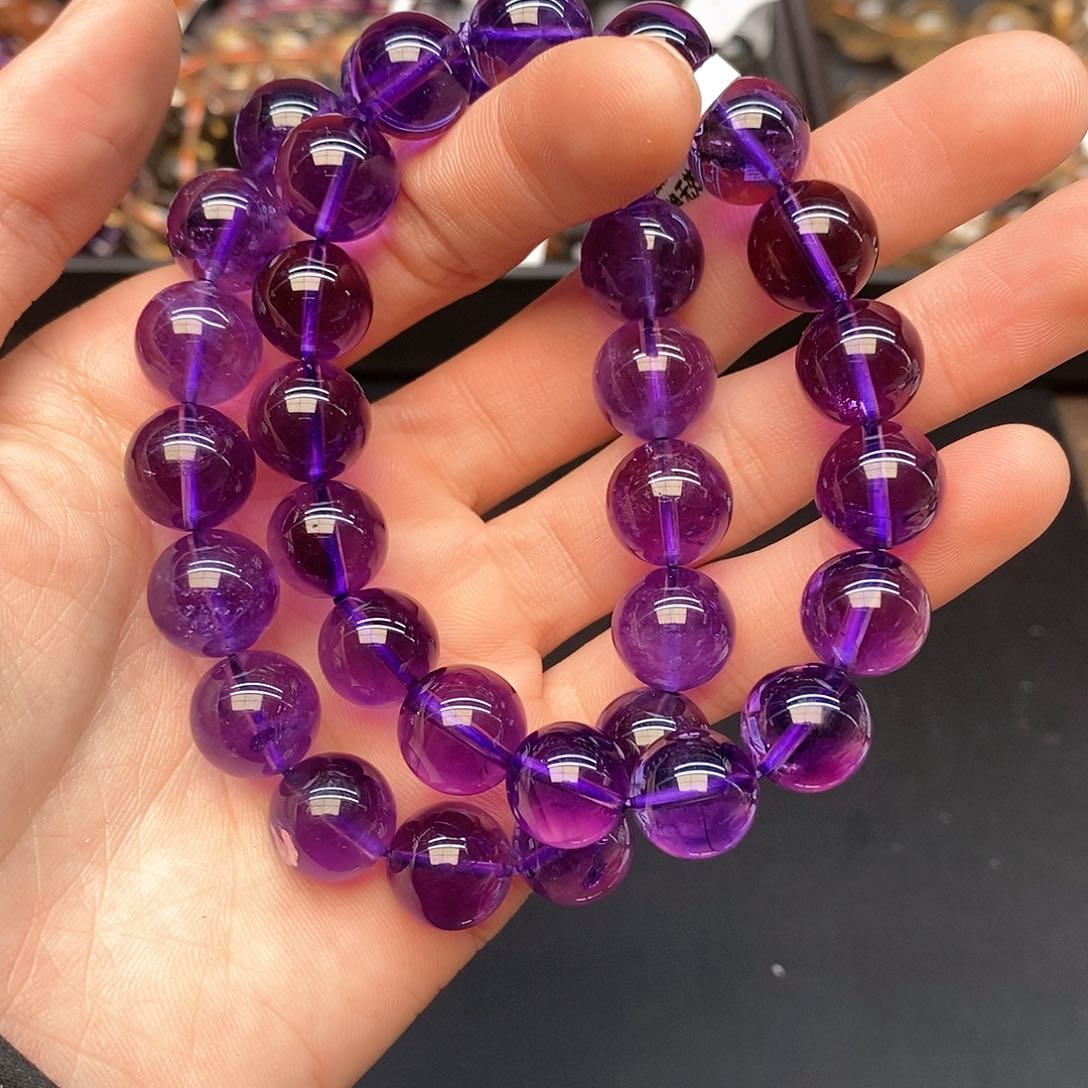 水晶手链未镶嵌9紫水晶12mm多样性发其一