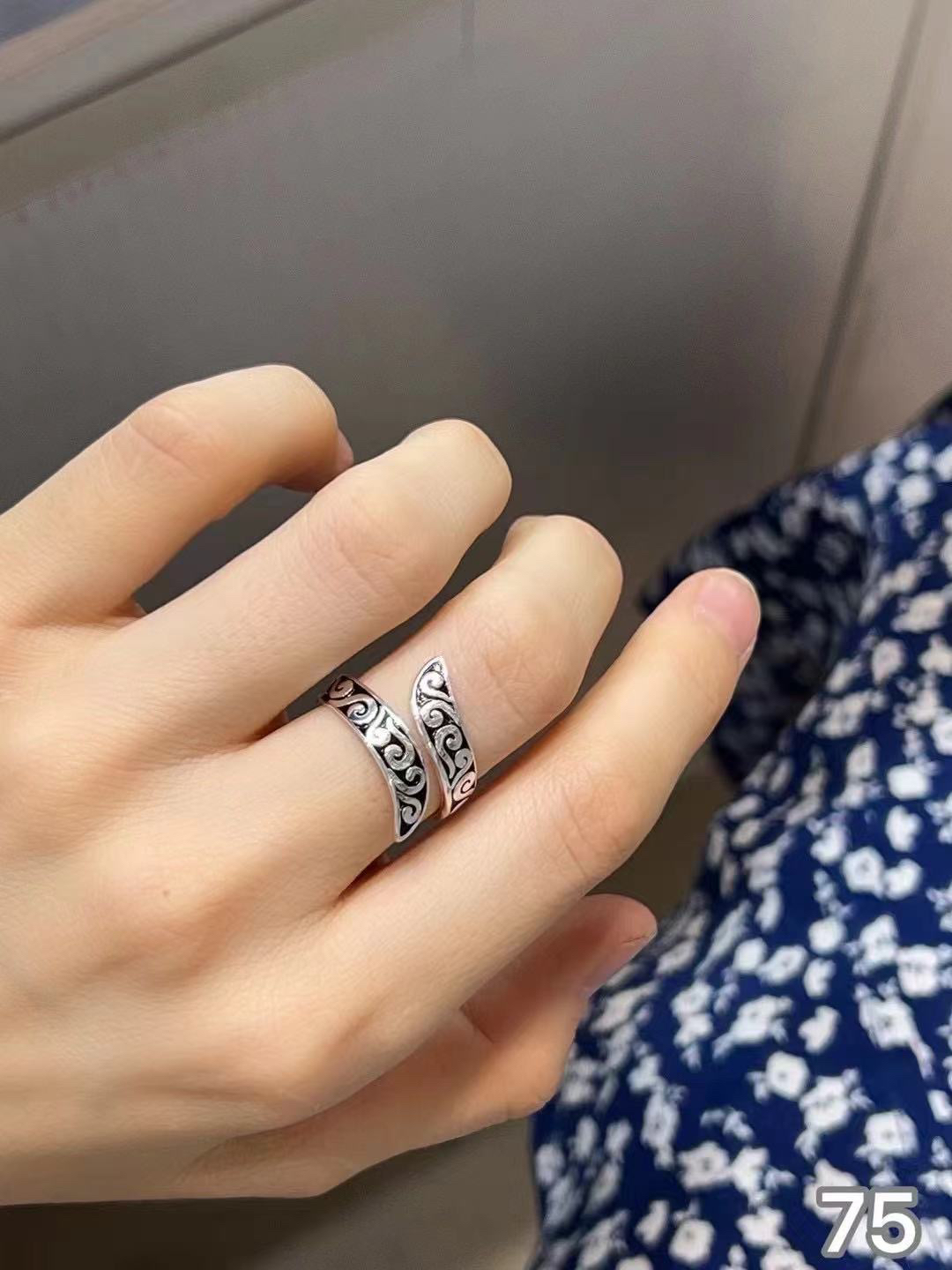 足银戒指 花纹oyu戒指