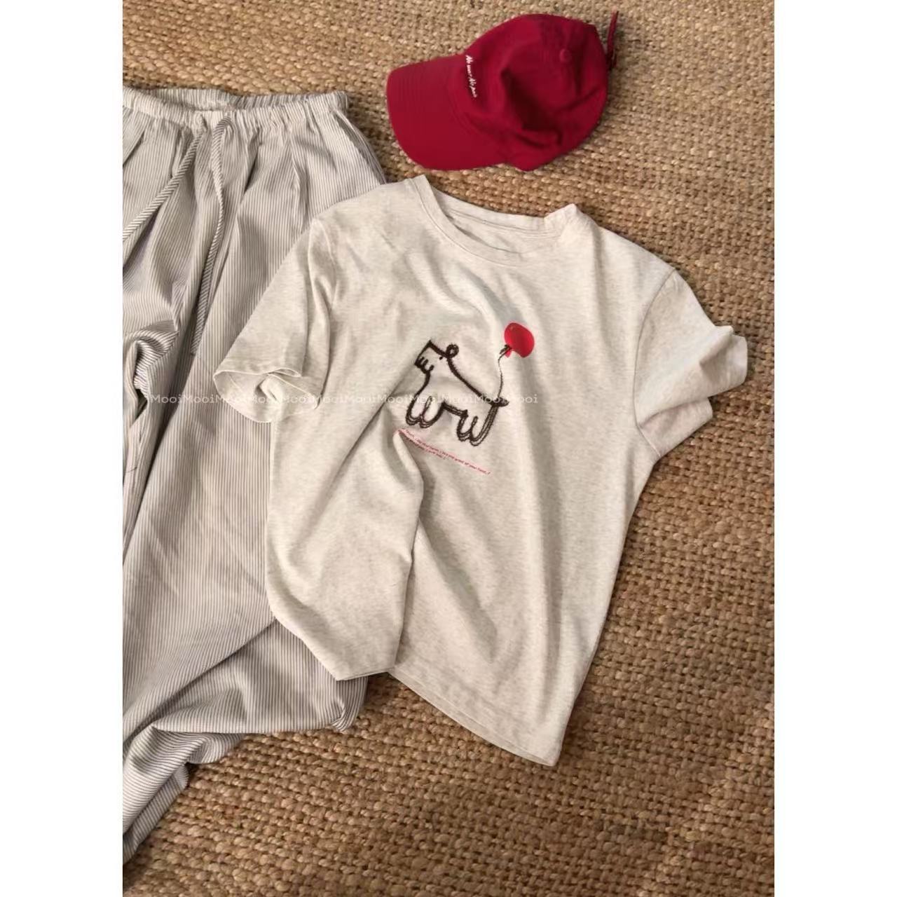 【mooi】'小马气球'春夏新款韩版ins风小众设计感T恤