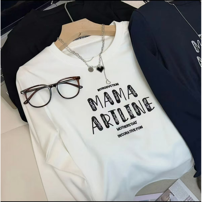 2025秋冬大码女装正肩圆领长袖打底内搭显瘦t恤上衣宽松百搭韩版