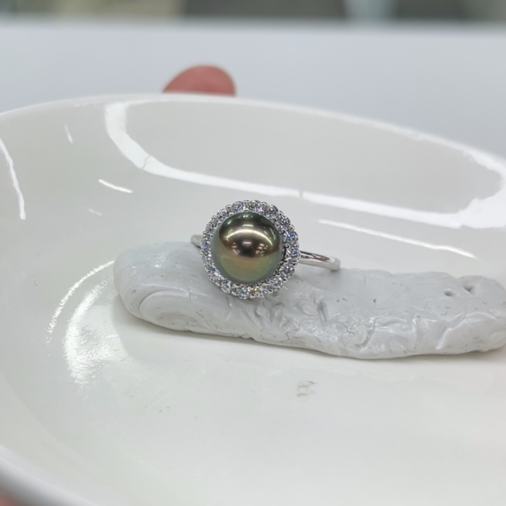 银S925镶嵌戒指海水珍珠
