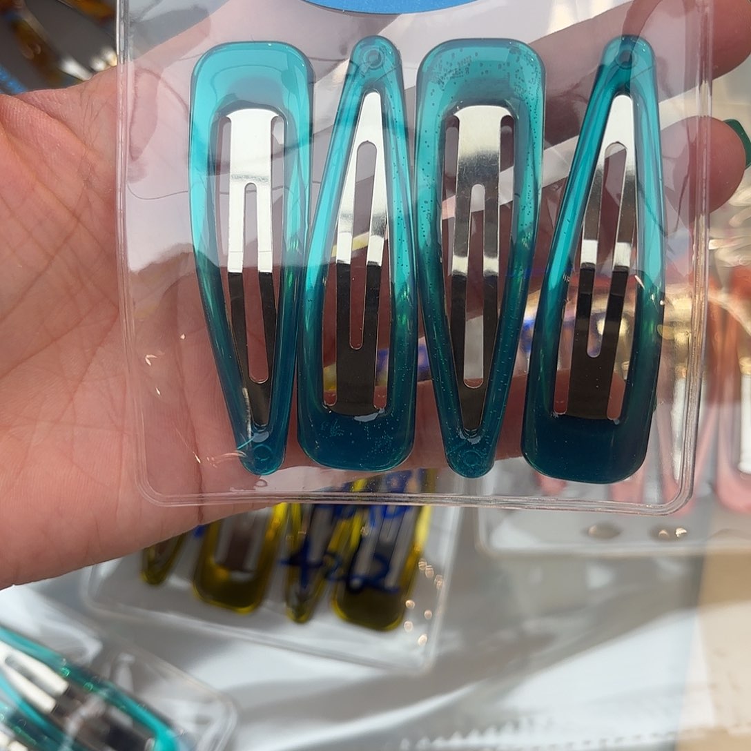 布艺铁合金孔雀绿bb夹4只