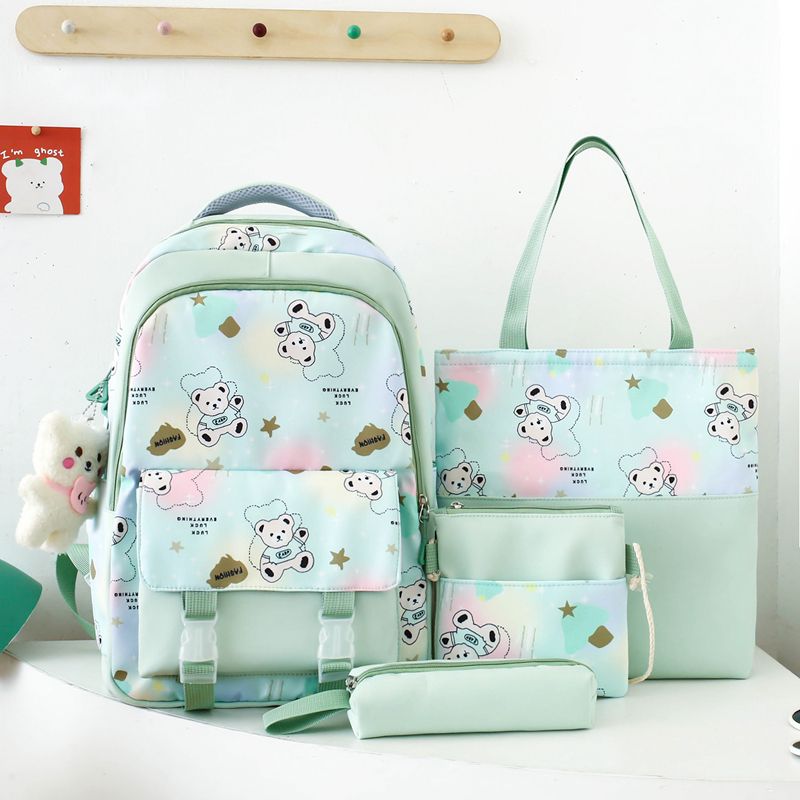 新款可爱女生减负小学初中百搭双肩书包5件套3件套