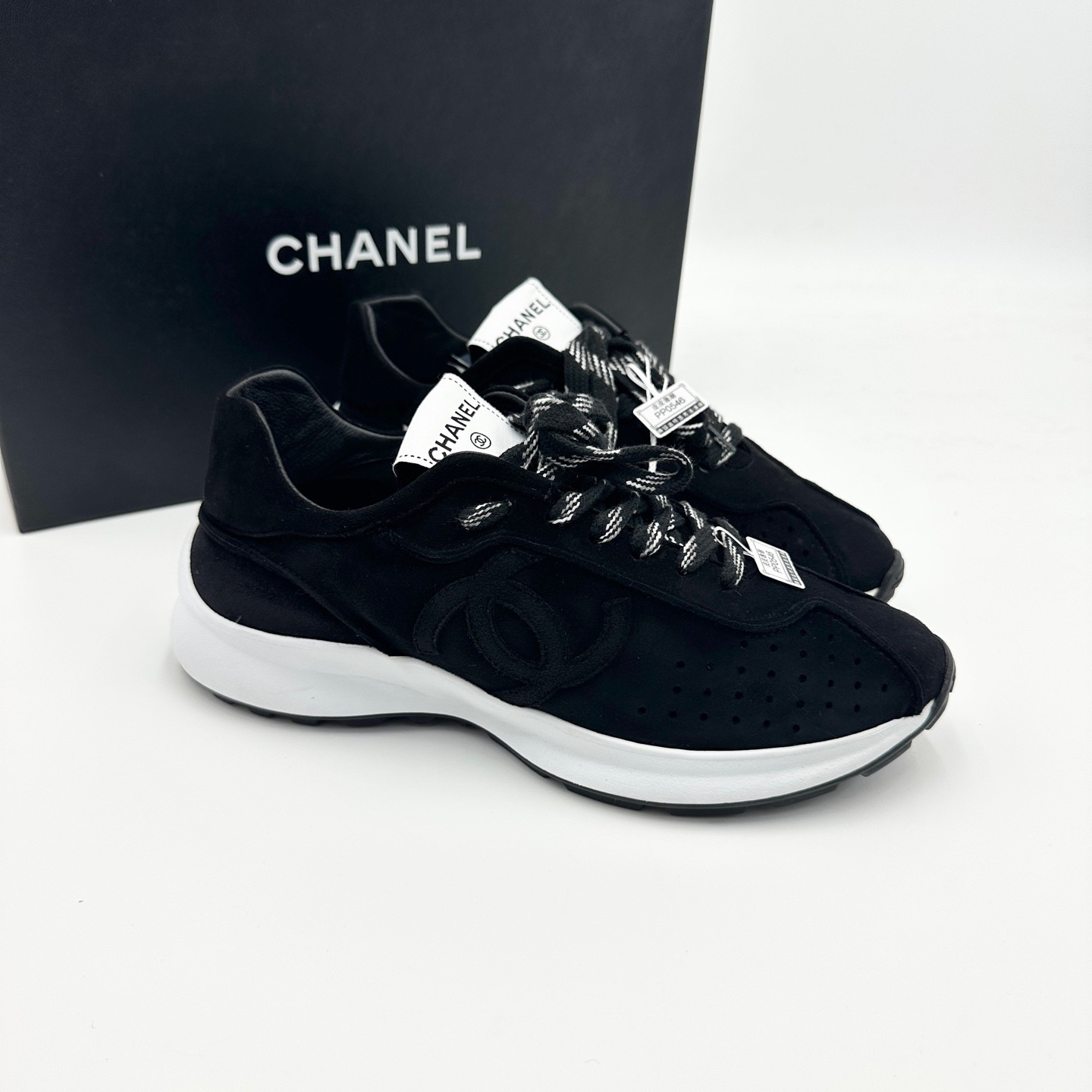 99新 Chanel/香奈儿 37码/黑色双c新款德训鞋/99新/pp0546