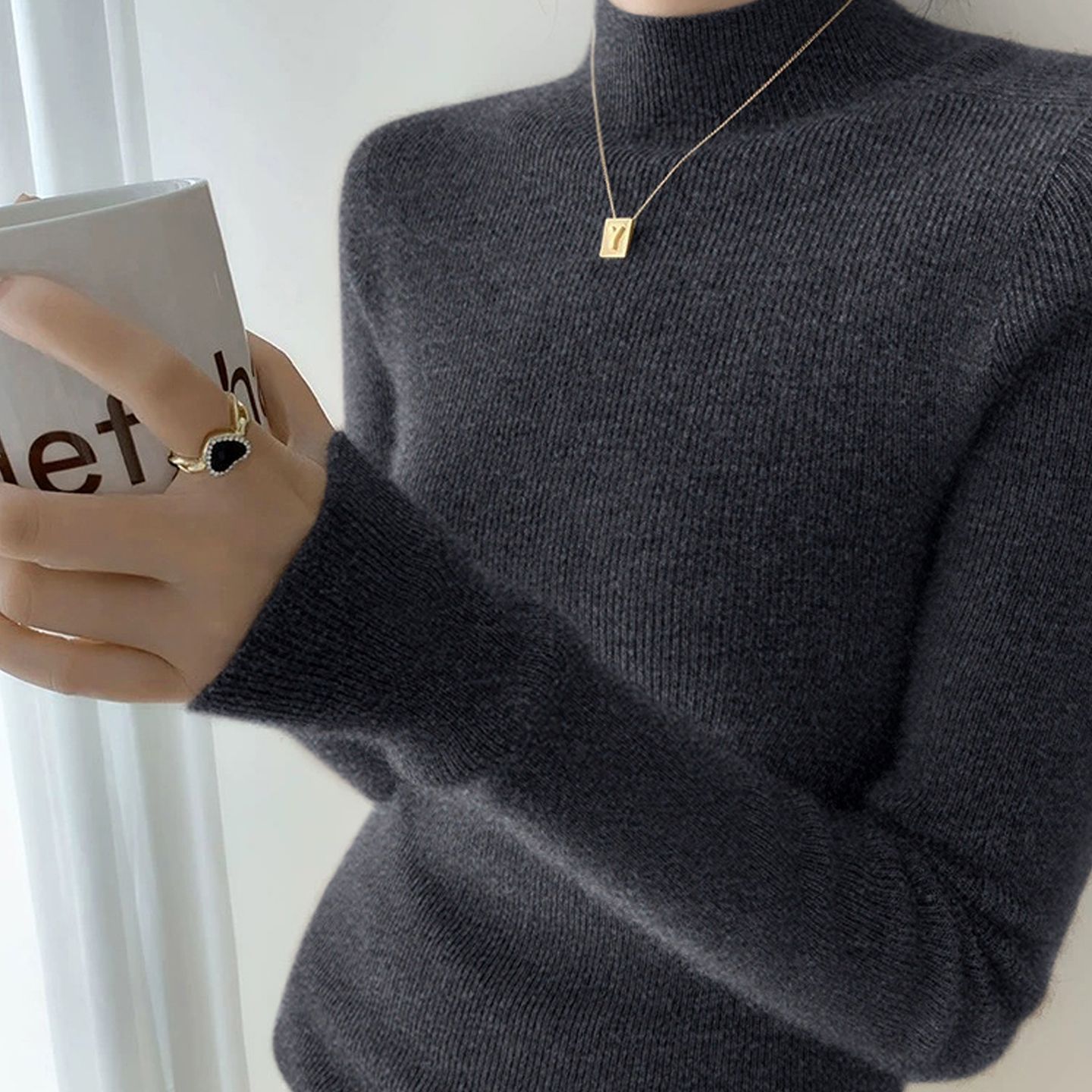 正品撤柜剪标羊毛衫一线成衣半高领针织衫修身长袖打底衫毛衣上衣
