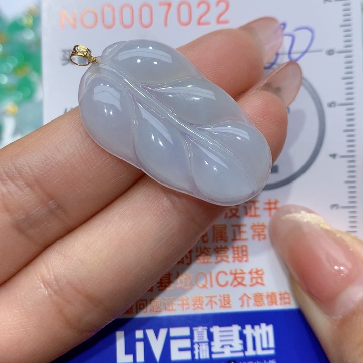 翡翠颈饰18K金镶嵌叶子