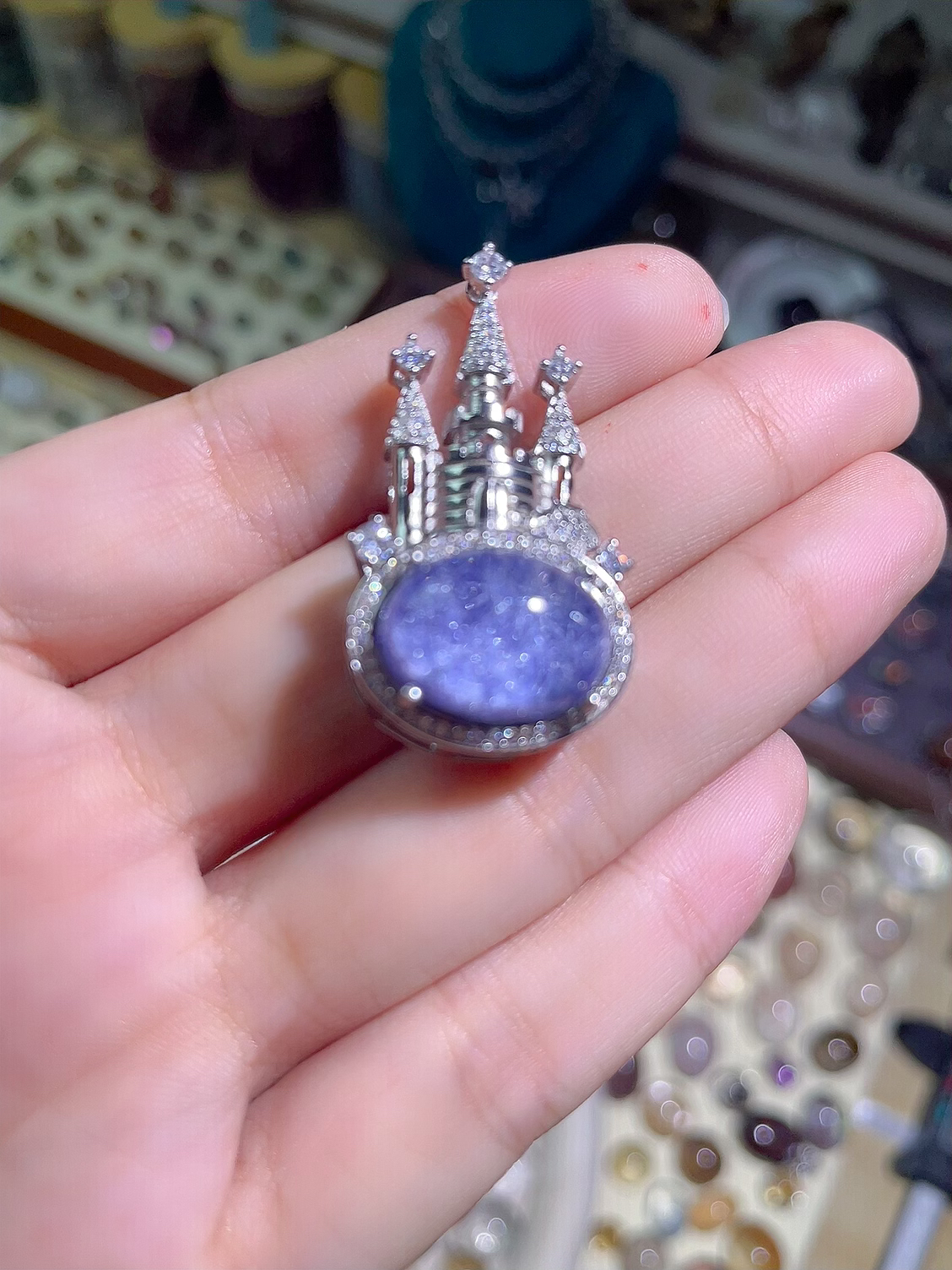 蓝线石银镶嵌创意个性时尚百搭吊坠