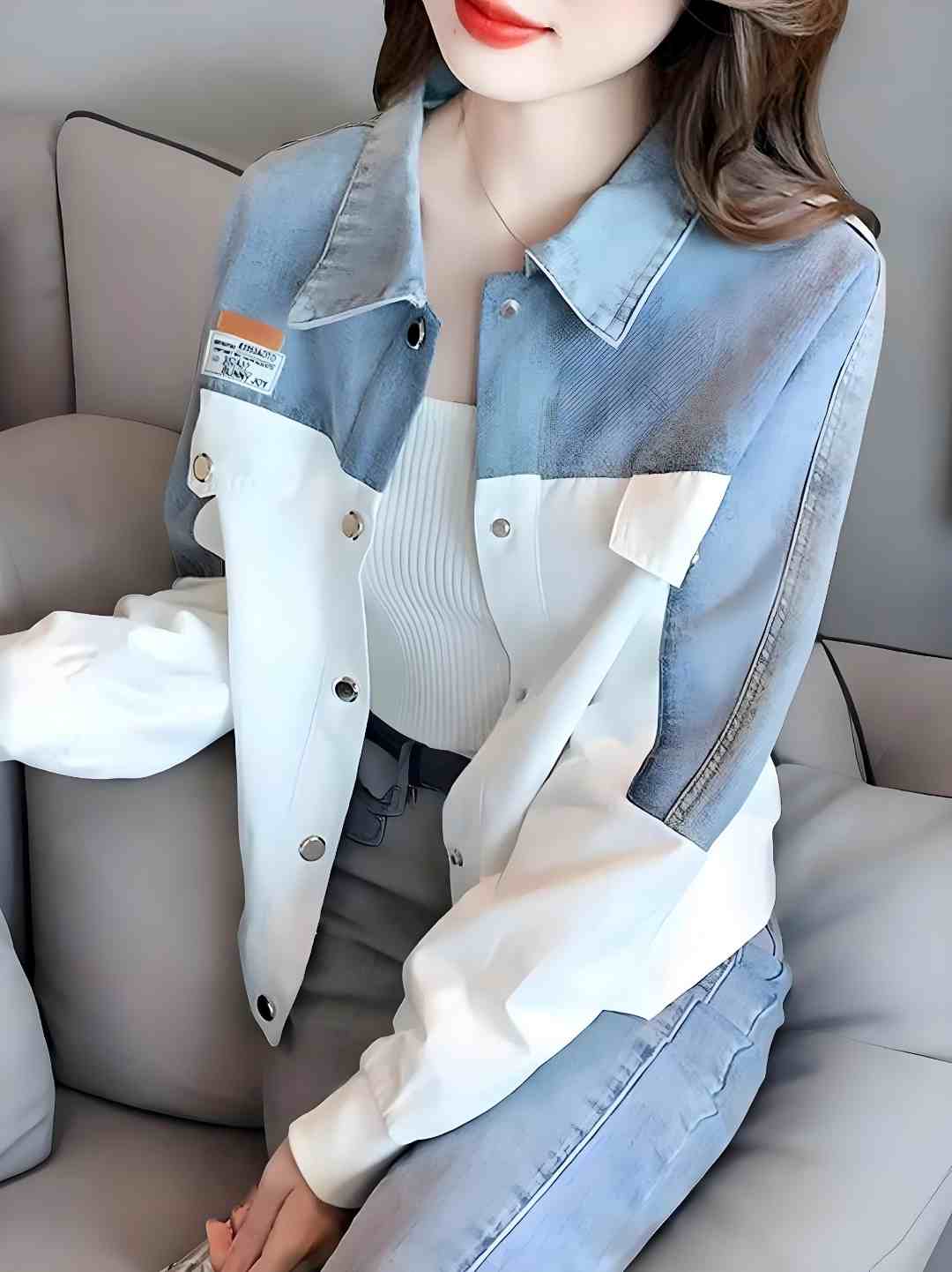 不起球女休闲风冬季拼接短外套百搭洋气设计感宽松气质长袖时尚